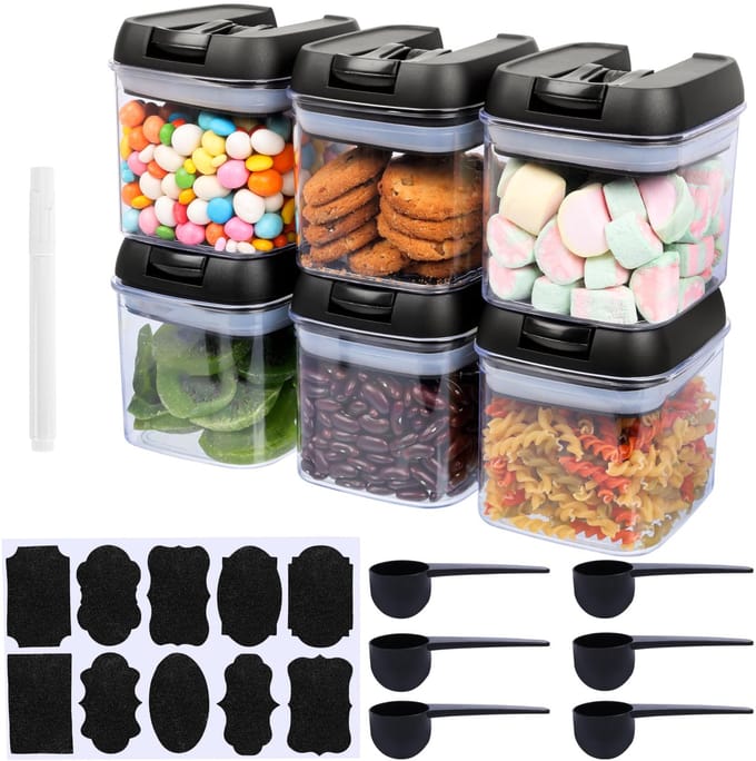 Unyqoos ® Compacte Keukenopbergset met Luchtdichte Deksel en Accessoires, 6 Stuks, 500 ml Capaciteit
