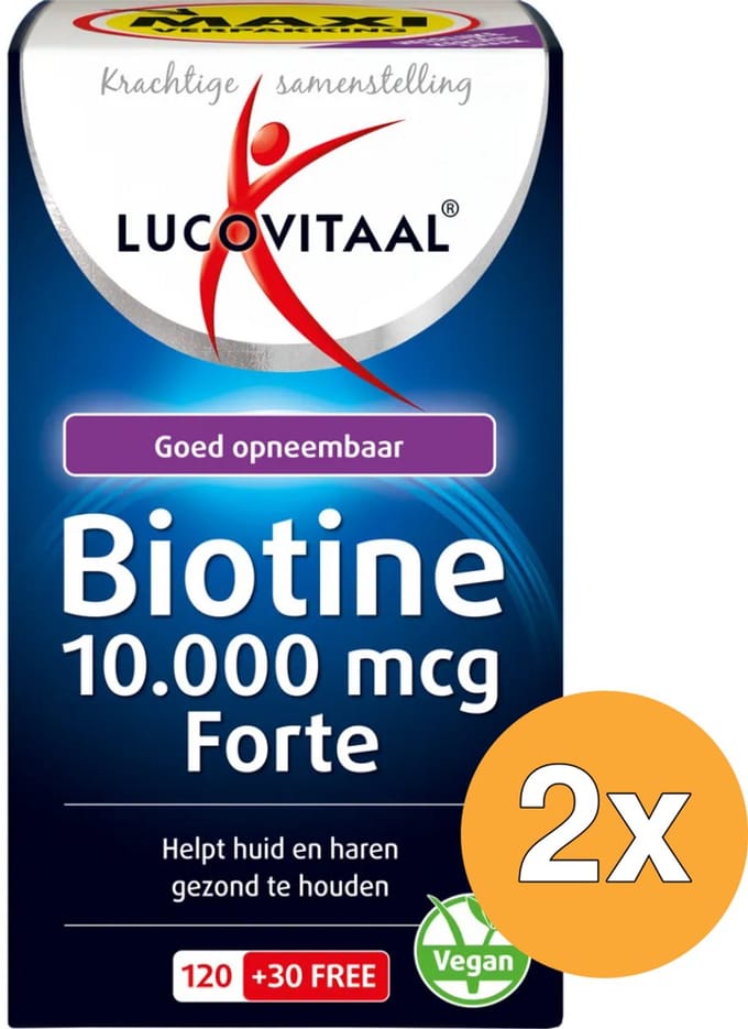2x Lucovitaal Biotine 10.000mcg Forte (150 zuigtabletten)