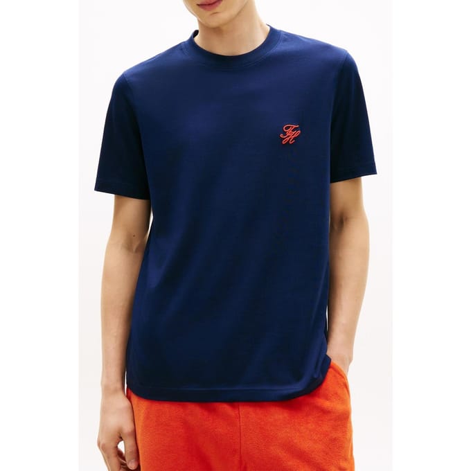Tommy Hilfiger Script Monogram T-shirt Carbon Navy Taglia: XXL | Magliette basic Outlet | Uomo | Blu