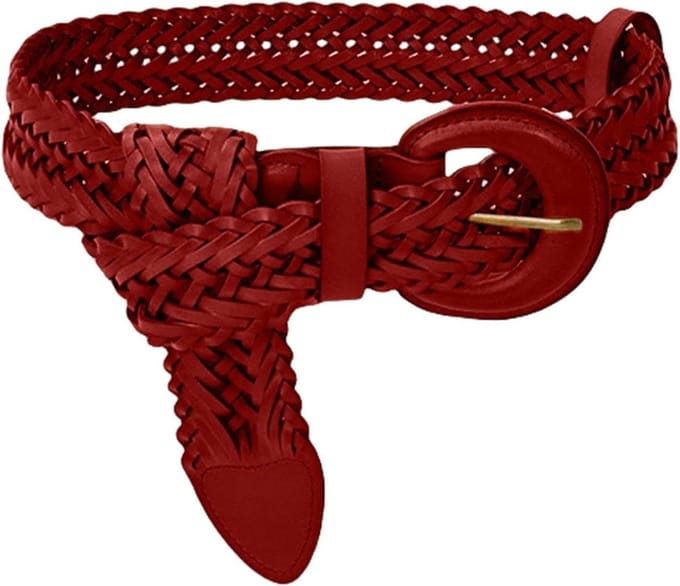 Dames Riem - Woven Riem - Outfit Completeren - Hole-vrij Ontwerp - 110 x 4.2 cm - Rood
