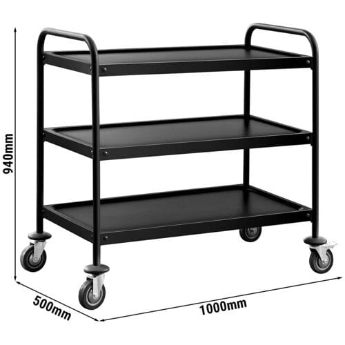 GGM Gastro Servierwagen - 1000x500mm - mit 3 Abstellflächen - Schwarz