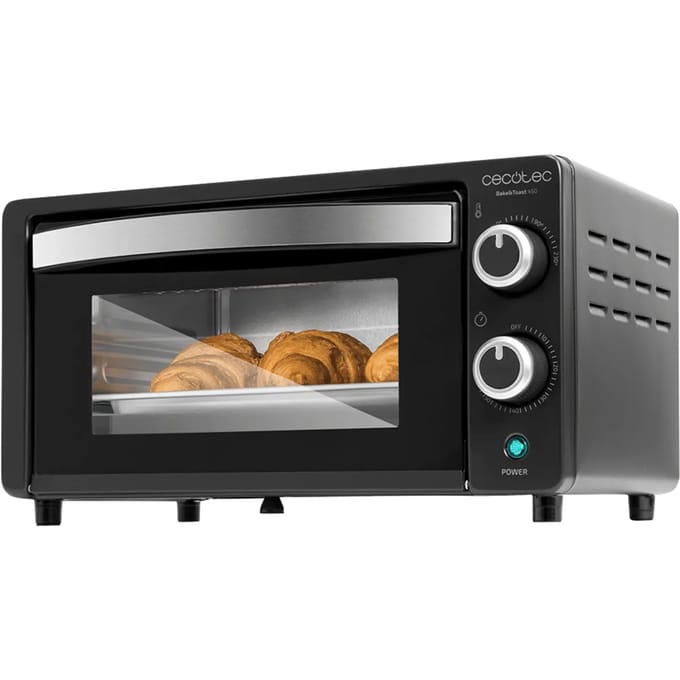 Cecotec Tischofen Bake&Toast 1090 Black, 10 L, 1000 W, 60-Minuten-Timer, Temperaturregelung bis zu 230ºC, Backblech, Grillrost und Zange mit Griff