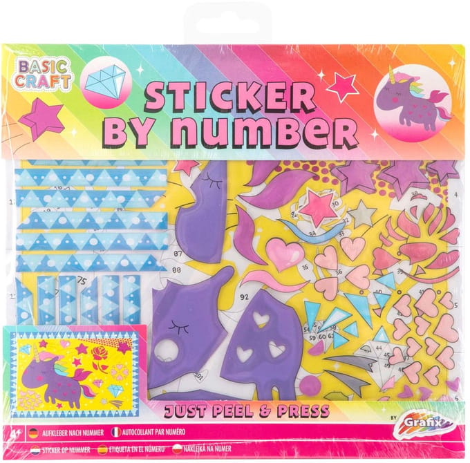 Grafix stickeren op nummer eenhoorn knutselset voor kinderen.