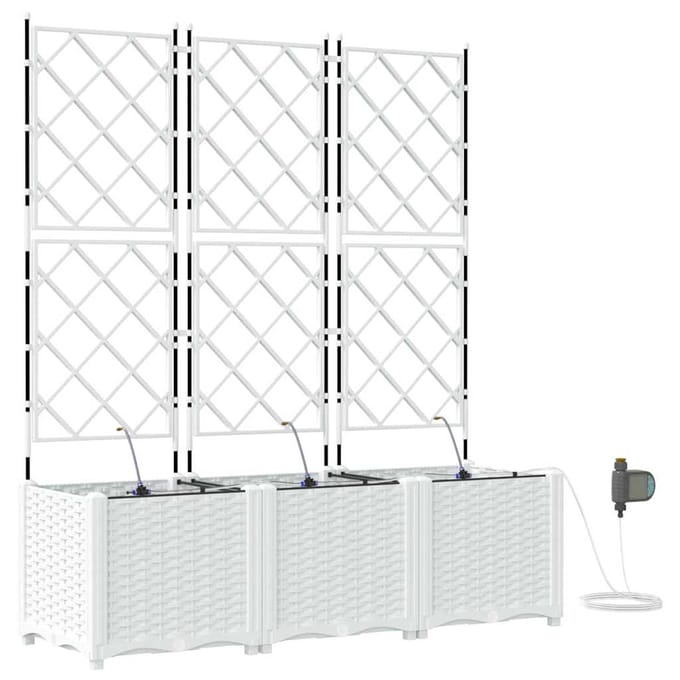 vidaXL - Plantenbak - 3 - st - Wit - 120 - x - 40 - x - 142 - cm - PP