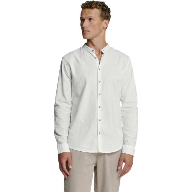No Excess Shirt Granddad Solid With Linen White Maat: XXL | Casual Overhemden Outlet | Heren | Wit