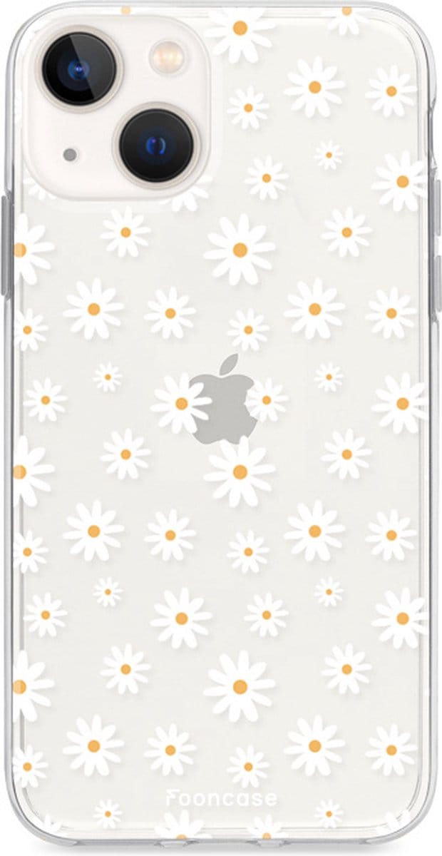 Fooncase Hoesje Geschikt voor iPhone 14 Plus - Shockproof Case - Back Cover / Soft Case - Madeliefjes
