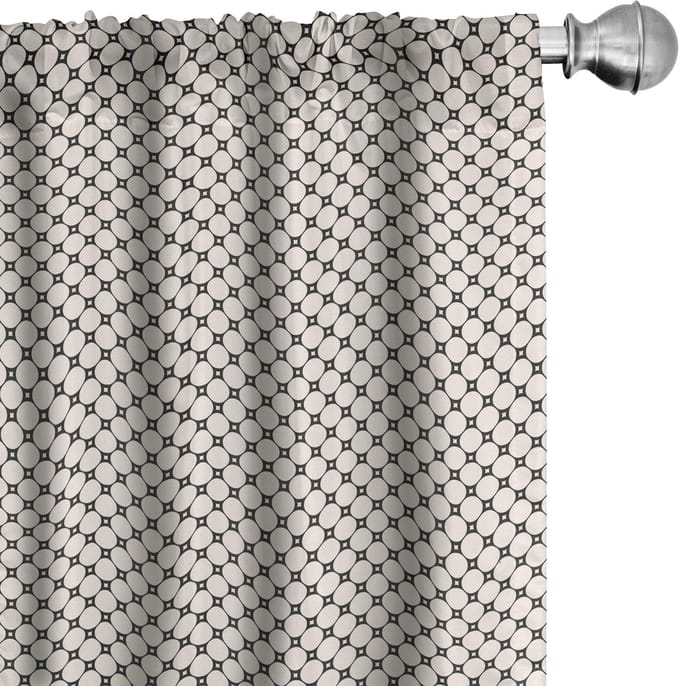 ABAKUHAUS Abstracte Gordijnen – 2-delig 75×175 cm – Mesh-Design – Champagne/Koksgrauw