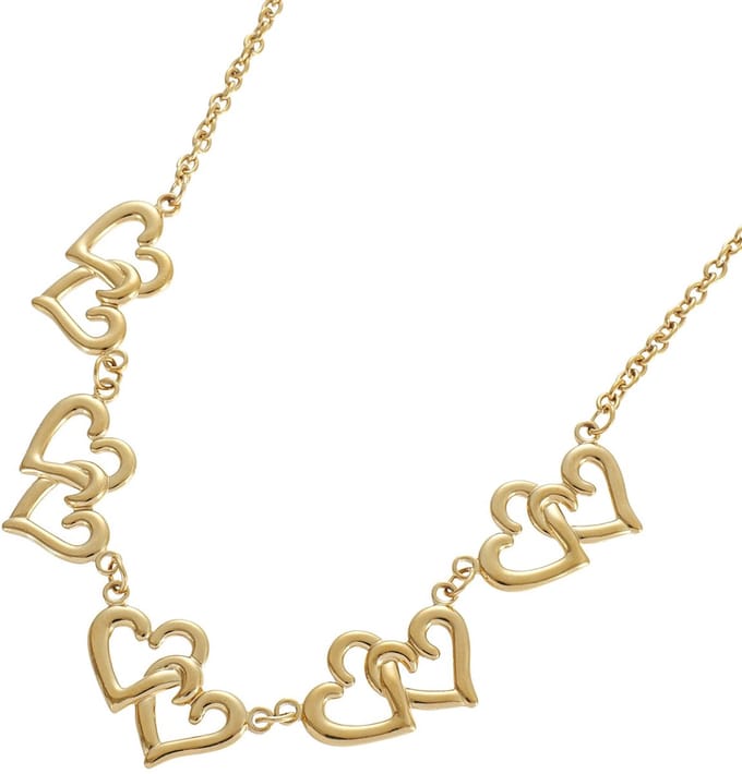 Ketting - RVS - hartjes - goudkleurig - 40-45 cm