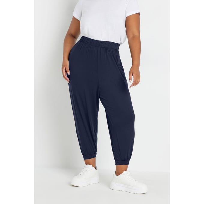 Yours Cropped Harembroek Van Jersey In Donkerblauw Size 62-64
