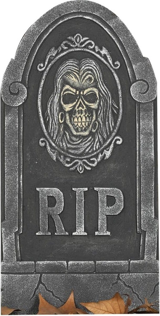 RIP kerkhof grafsteen met schedel - 65 x 33 cm - horror decoratie - Halloween feest versiering