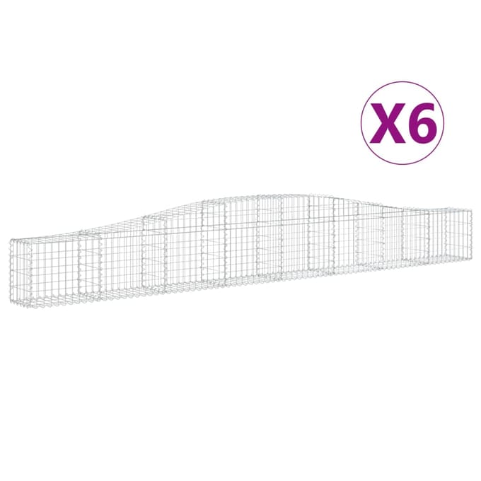 vidaXL - Schanskorven - 6 - st - gewelfd - 400x30x40/60 - cm - ijzer