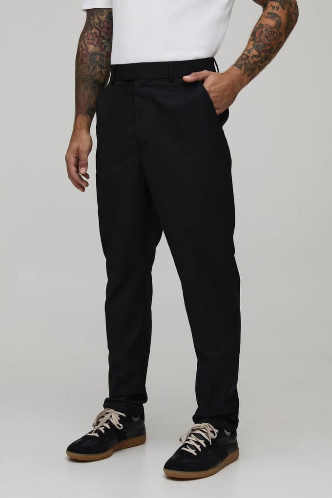 Hoge Taille Slim Toelopende Pantalon Met Gesneden Pasvorm | Black | Size 32