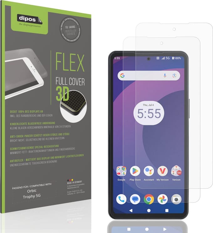 dipos FLEX – 2x Matte Screenprotector geschikt voor Orbic Trophy 5G | Volledige Schermbescherming | Case-Friendly