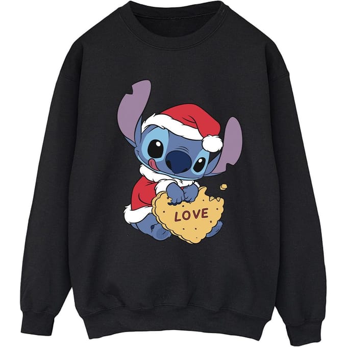 Disney Dames/Dames Lilo And Stitch Kerstmis Love Biscuit Sweatshirt (Zwart)
