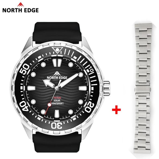 North Edge Nieuw+ Triton-Ti Titanium Zonnekracht Duikhorloge Luxe gray