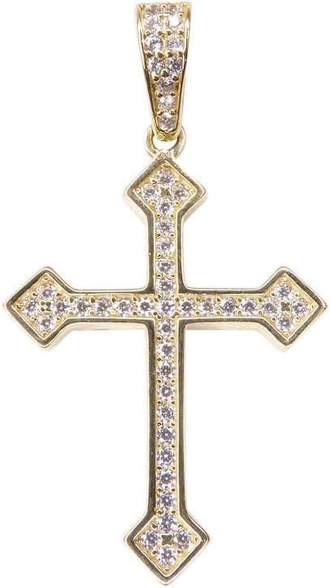 14 karaat gouden kruis met zirkonia