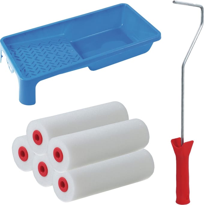 Sorex Verfrollers set - beugel - doseer verfbak - 5x rollers - 10cm breed - schilderen