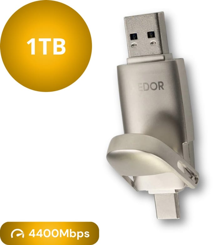 Xedor® Pro - USB Stick - 1 TB - 4400Mbps - USB C en A - iPhone en Android