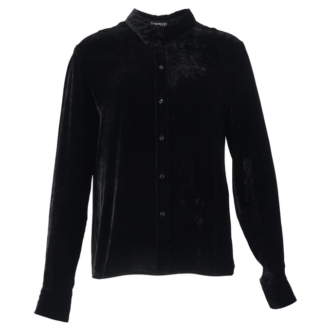 Tom Ford fluwelen overhemd met lange mouwen in zwarte viscose