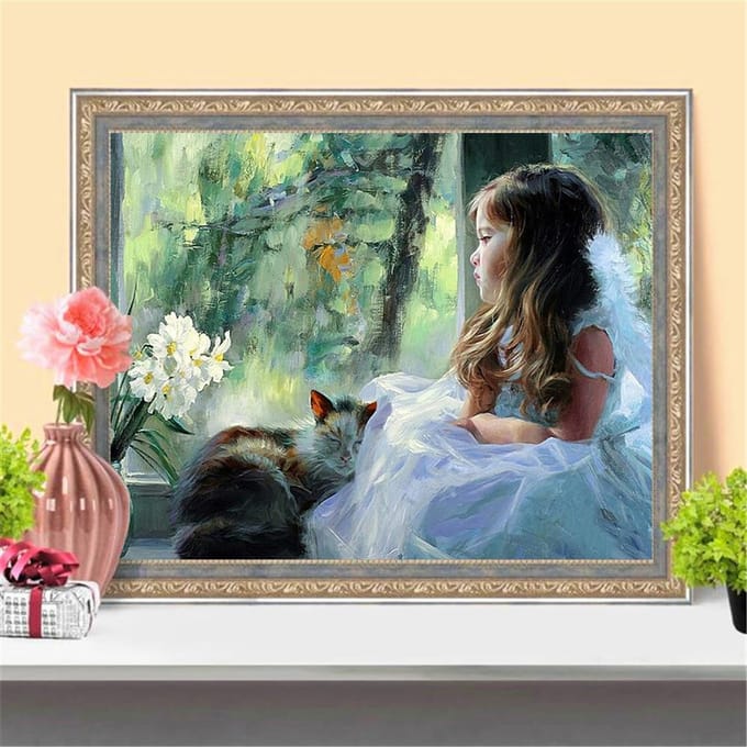 Peinture diamant thème enfant, broderie 5D, point de croix, image en strass, décoration d'intérieur 20X30CM black