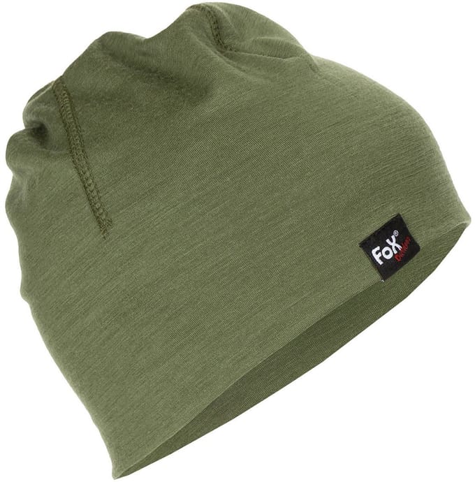 Fox outdoor Beanie muts, "Merino lite", legergroen