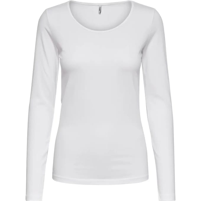 Only witte dames t-shirt   Ronde hals   Slim Fit   Duurzaam   Lange mouw Wit XL