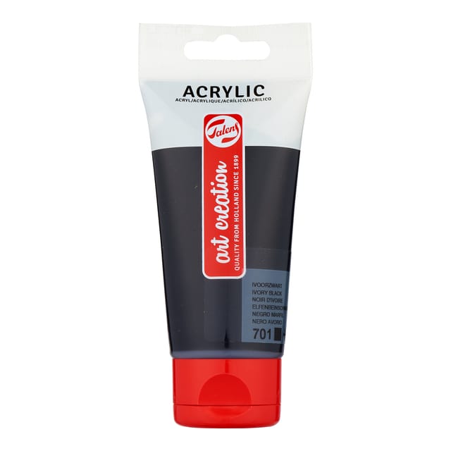 Peinture acrylique - ROYAL TALENS - Noir d'ivoire - 75 ml - Satiné - Intérieur noir
