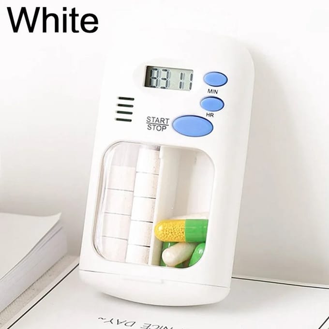 Geargalaxy Pillendoos met Timer - Slimme Pillendoos - Medicijndispencer met Timer - Pillenbox - Pillenbox met Timer - Wit