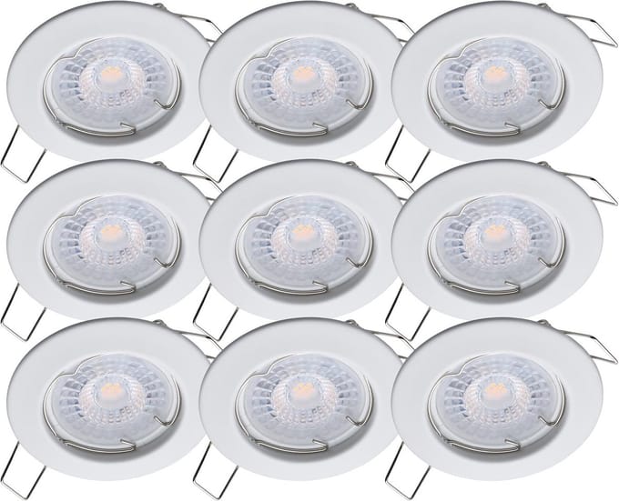 Set van 9 LED Inbouwspots - Warm Wit Licht (2700K) met Bewegingssensor