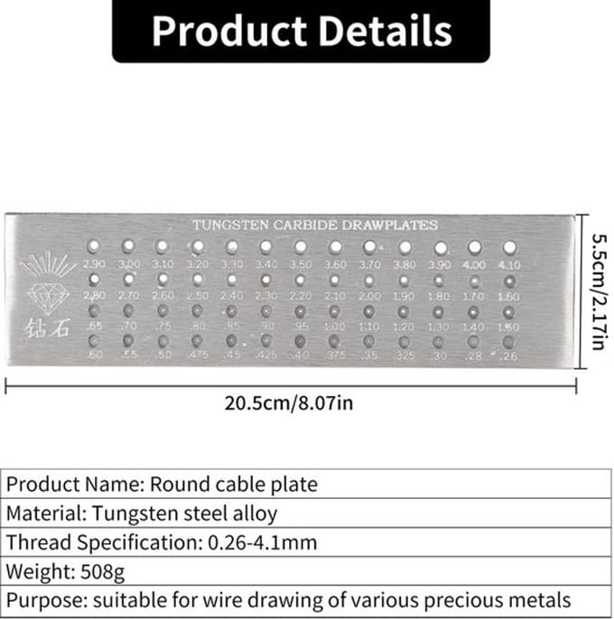 Massief Tungsten Carbide - Dailygoods- Draadtrekplaat 52 gaten