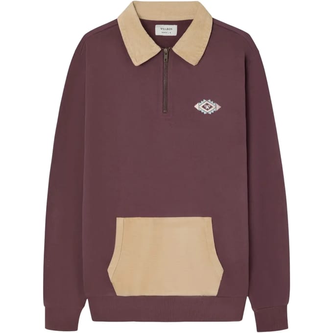 Sweatshirt 1/2 rits met polo-kraag en etnische borduring van een racket Silbon