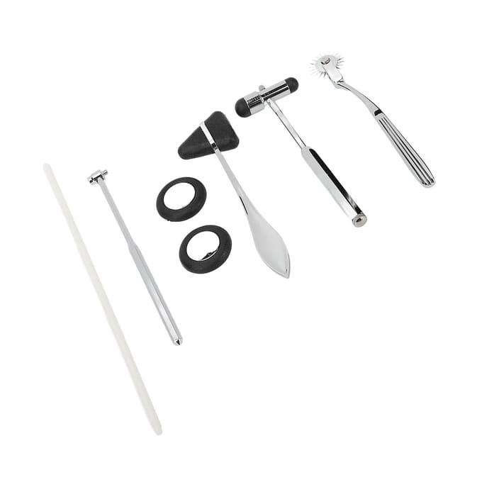 5 stuks Neurologische Hamer Medische Instrumentenset met Pinwheel Zinklegering Diagnostische Percussie white