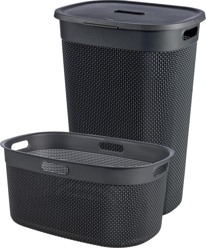 Curver Filo Wasmand met deksel 55L + Wasmand 45L - Antraciet