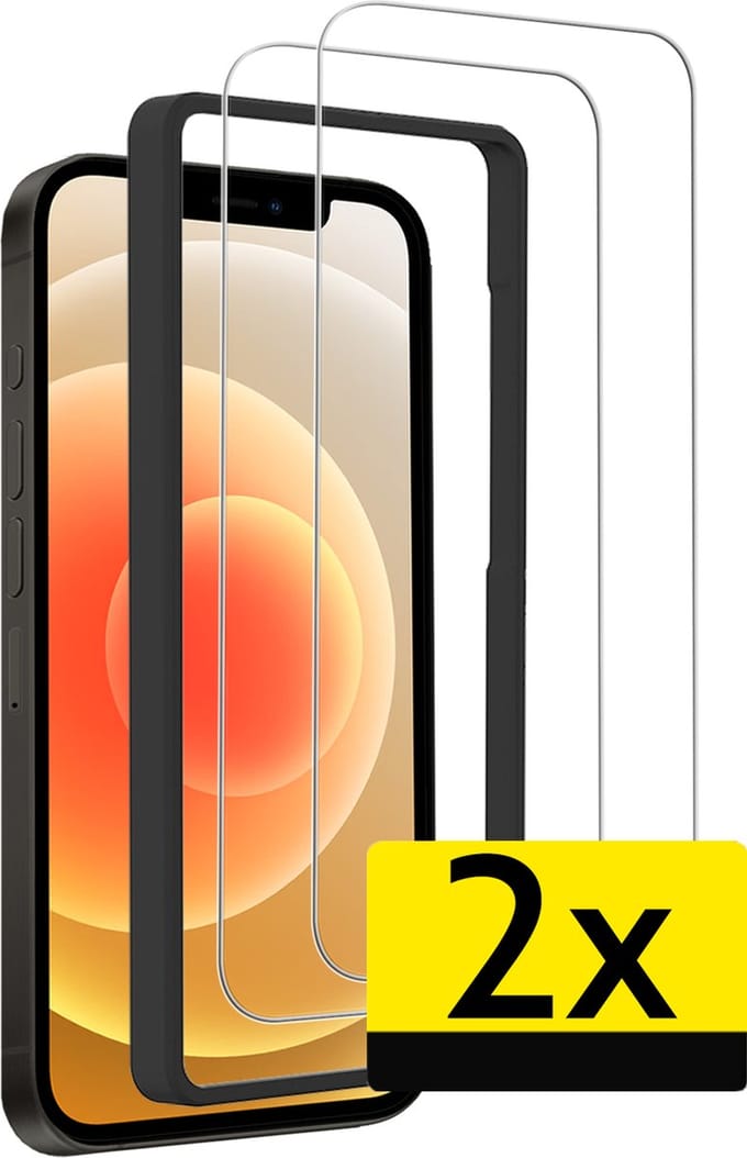 Screenprotector - Geschikt voor Apple iPhone 12 - 2 Stuks - Met Installatie Frame - Beschermglas - Gehard Glas - Tempered Glass - Screen Protector