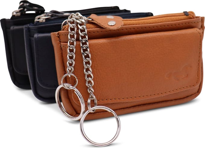 Safekeepers Sleuteletui - Sleuteltasje - 3 stuks : zwart, donkerblauw en cognac
