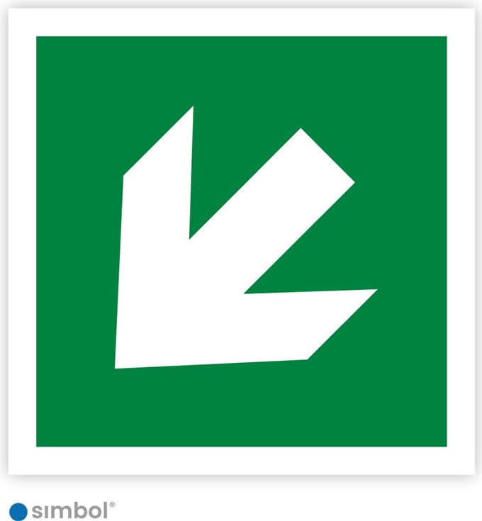 Simbol® - Sticker Pijl Schuin 45 graden - Formaat 5 x 5 cm.