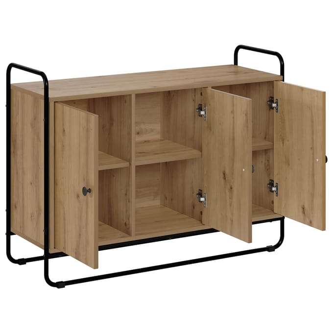 vidaXL - Dressoir - Artisanaal - eiken - 102 - x - 35 - x - 75 - cm - Bewerkt - hout