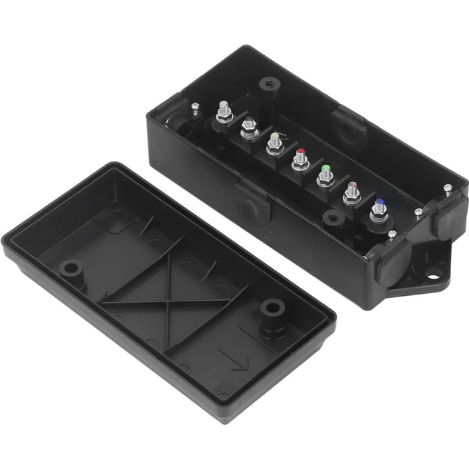 Boîte de jonction de remorque 7 voies Connecteur à borne ABS Bloc de distribution étanche pour alimentation