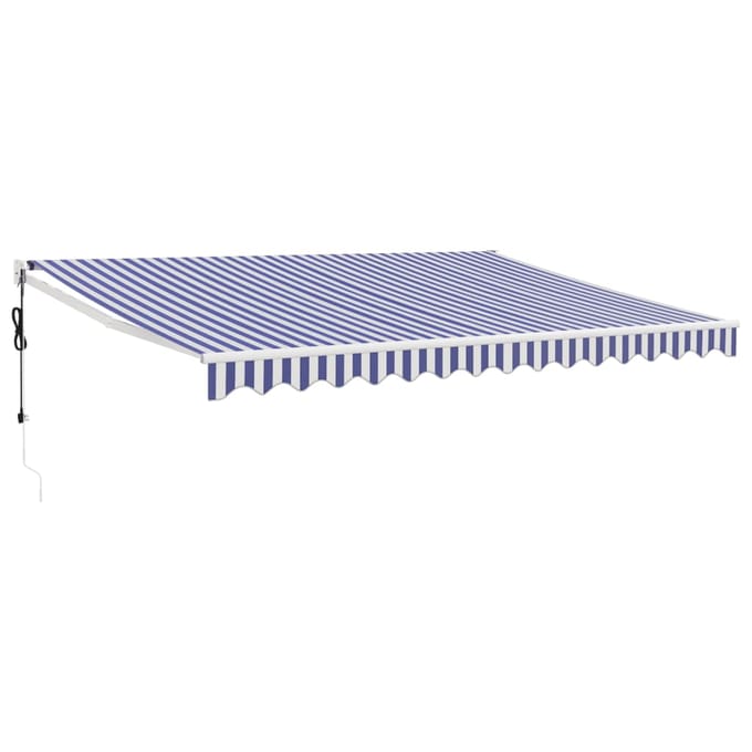 vidaXL - Uitschuifbare - luifel - Blauw - en - Wit - met - Witte - Frame - 4 - × - 3 - m