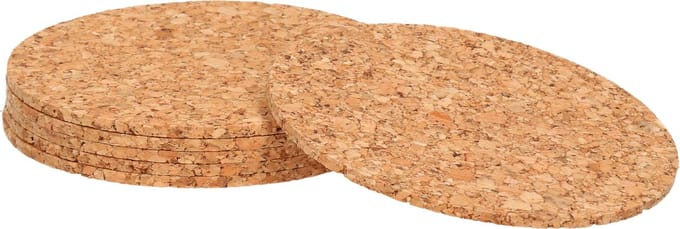 Zeller Onderzetters - 6x - kurk - rond - D10 cm - glazenonderzetters