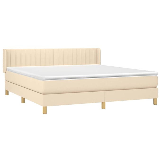 vidaXL - Boxspring - met - matras - stof - crèmekleurig - 180x200 - cm