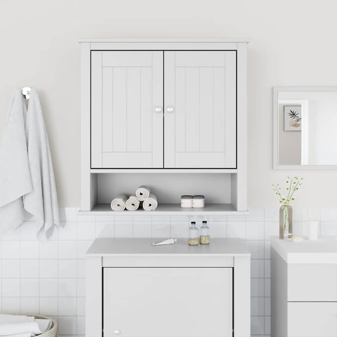 vidaXL - Badkamerkast - BERG - 69,5x27x71,5 - cm - massief - grenenhout - wit