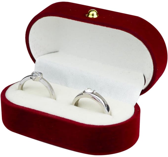 IMstore - Ringenbox - Luxe Ringdoos - Velours - Rode Ringbox - Sieradendoos - Geschikt voor Huwelijk en Verloving - Compact Model