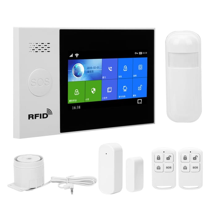 Système d'alarme antivol avec écran tactile TFT 4,3 pouces, Wi-Fi, GSM et GPRS, affichage couleur, pour Tuya blue