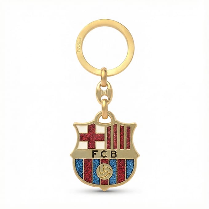 FC Barcelona sleutelhanger logo goud glitter