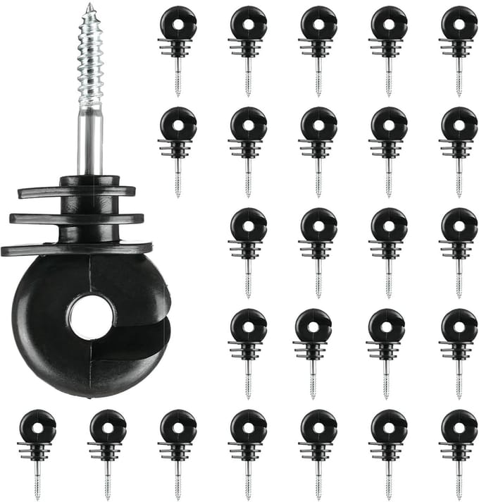 Ringisolator Set - Paal Isolator - Veilige Omheining - Voor Houten Palen - 25 Stuks