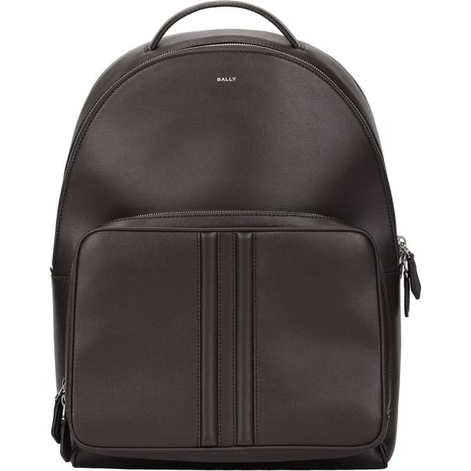 Sac à dos en cuir pour homme Bally avec logo et fermeture éclair, couleur ébène, réf. 6308753 Basic Set (Bag+Dust Bag)