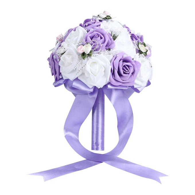 Bouquet de Mariage Artificiel Simulation Fleur à Tenir Décoration Fournitures de Mariage Violet violet