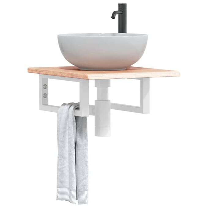 vidaXL - Badkamer - wandschap - staal - en - massief - eikenhout