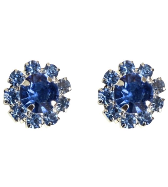 Magneet oorbellen Blauw strass 10 mm